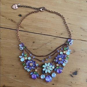 Betsey Johnson bees and flowers crystal necklace